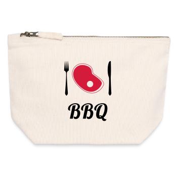 BBQ - Barbecue - Grill - Canvas Zip Pouch 12 x 13 cm - nature - Front