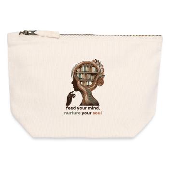 Feed Your Mind – Minimalist Spiritual Design - Canvas Zip Pouch 12 x 13 cm - nature - Front
