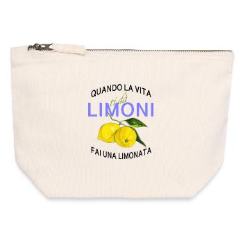 Limone Lebenslust Spruch - Canvas Reißverschluss-Täschchen (12 x 13 cm) - Naturweiß - Vorne