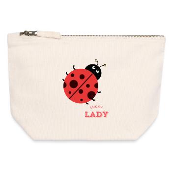 Verspielter Marienkäfer für Geschenke und Kleidung - Canvas Reißverschluss-Täschchen (12 x 13 cm) - Naturweiß - Vorne