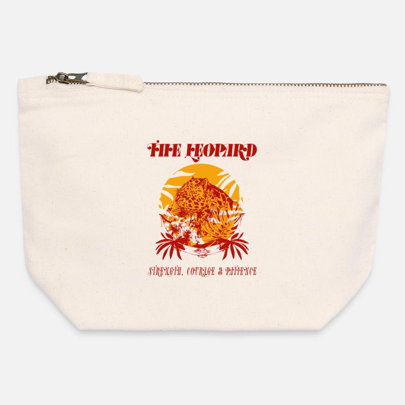 LE LÉOPARD - Pochette zippée en toile 12 x 13 cm - blanc naturel