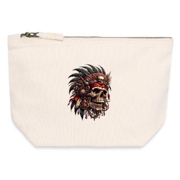 Mystischer Skull Krieger Tribal Design - Canvas Reißverschluss-Täschchen (12 x 13 cm) - Naturweiß - Vorne