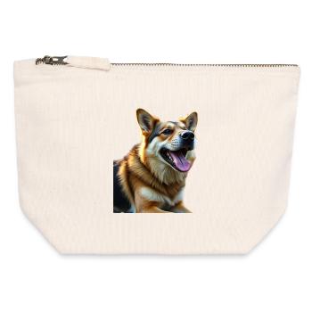 Lively dog portrait illustration - Canvas Zip Pouch 12 x 13 cm - nature - Front