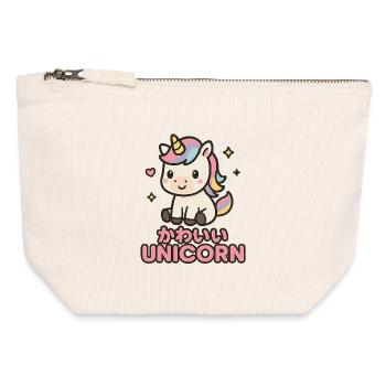 Licorne Pastel Kawaii - Pochette zippée en toile 12 x 13 cm - blanc naturel - Devant