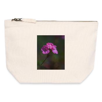 fleurs roses - Pochette zippée en toile 12 x 13 cm - blanc naturel - Devant