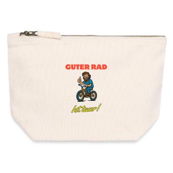 Bonne Roue Humour Vélo Dessin Animé Design Vélo - Pochette zippée en toile 12 x 13 cm - blanc naturel - Devant