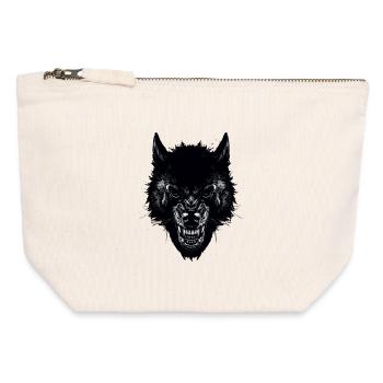 wolf - Canvas Zip Pouch 12 x 13 cm - nature - Front