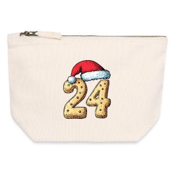 Biscuit de Noël à 24 chiffres - Pochette zippée en toile 12 x 13 cm - blanc naturel - Devant