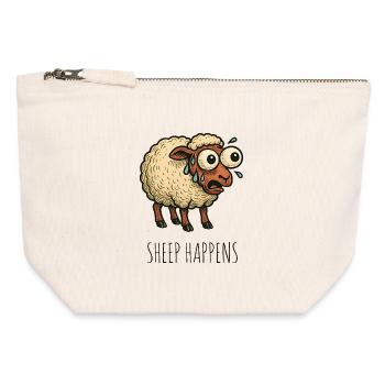 Les moutons arrivent, la merde arrive - Pochette zippée en toile 12 x 13 cm - blanc naturel - Devant