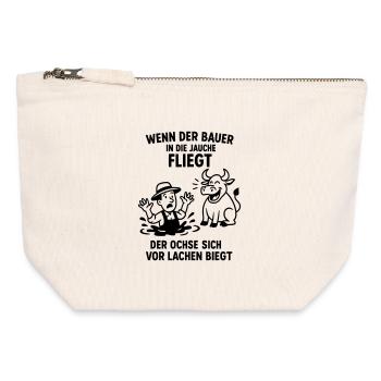 Farmer Slurry disant blague Bœuf - Pochette zippée en toile 12 x 13 cm - blanc naturel - Devant