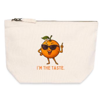 Orange, fruit de dessin animé portant des lunettes de soleil - Pochette zippée en toile 12 x 13 cm - blanc naturel - Devant