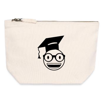 Étudiant nerd - Pochette zippée en toile 12 x 13 cm - blanc naturel - Devant