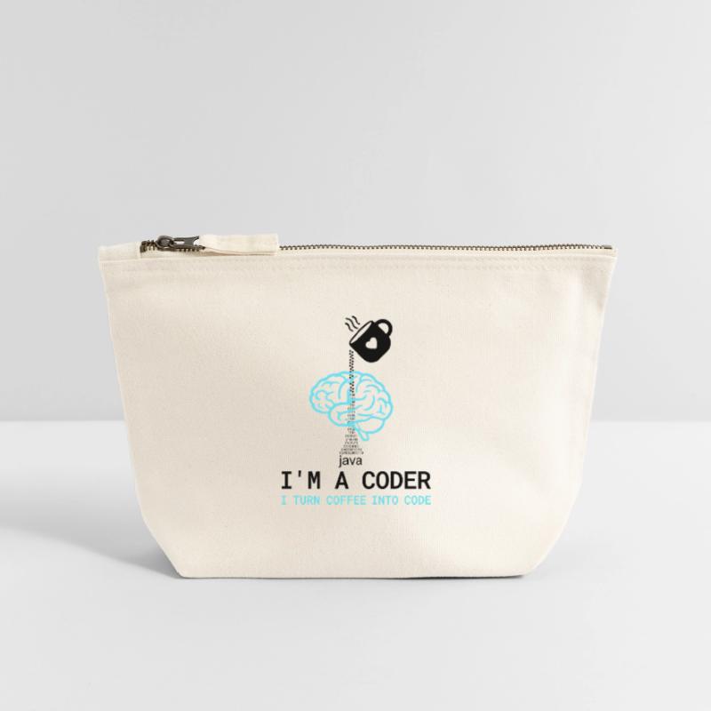 Coder T-Shirt: Coffee into Code – Nerdy Programmie Canvas Reißverschluss-Täschchen (12 x 13 cm)