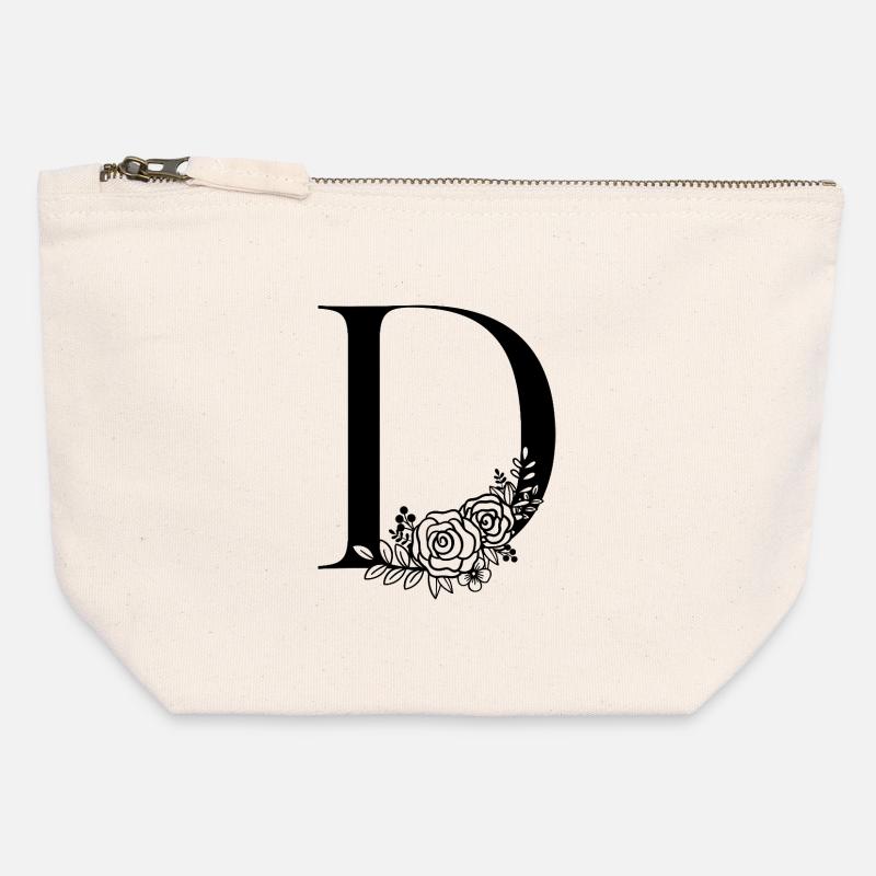 alphabet D - Canvas Zip Pouch 12 x 13 cm - nature