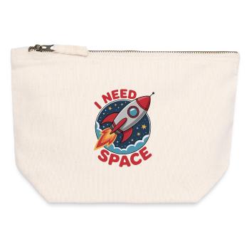 Rakete im Weltraum Cartoon style - 'I NEED SPACE - Canvas Reißverschluss-Täschchen (12 x 13 cm) - Naturweiß - Vorne