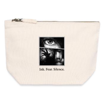 Ink Fear Silence – düsteres Manga Horror Motiv - Canvas Reißverschluss-Täschchen (12 x 13 cm) - Naturweiß - Vorne