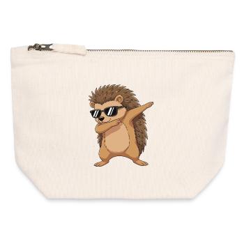 Dessin animé de lunettes de soleil hérisson à appliquer - Pochette zippée en toile 12 x 13 cm - blanc naturel - Devant