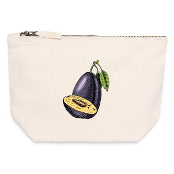 Fruit de prune - Pochette zippée en toile 12 x 13 cm - blanc naturel - Devant