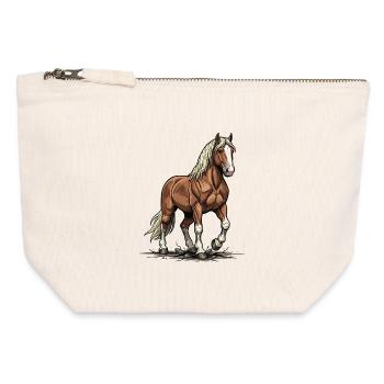 Fuchsbraunes Zugpferd Mähne Blonde Stärke - Canvas Reißverschluss-Täschchen (12 x 13 cm) - Naturweiß - Vorne