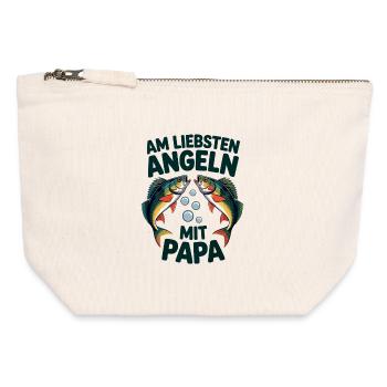Am Liebsten Angeln Mit Papa - Canvas Reißverschluss-Täschchen (12 x 13 cm) - Naturweiß - Vorne
