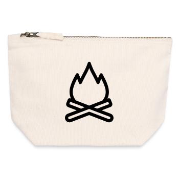 feu de camp - Pochette zippée en toile 12 x 13 cm - blanc naturel - Devant