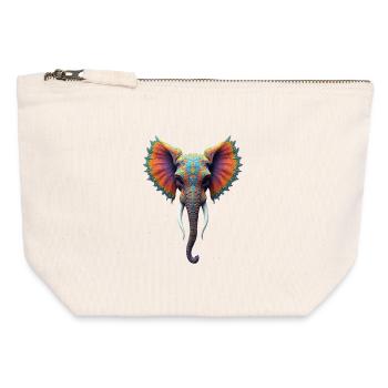 Rainbow Ornate Elephant Head - Canvas Zip Pouch 12 x 13 cm - nature - Front