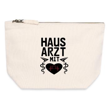 Hausarzt mit Herz Geschenk - Canvas Reißverschluss-Täschchen (12 x 13 cm) - Naturweiß - Vorne