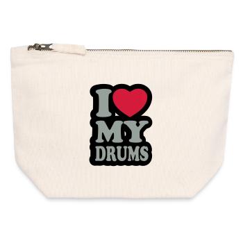 I love my drums - Canvas Zip Pouch 12 x 13 cm - nature - Front
