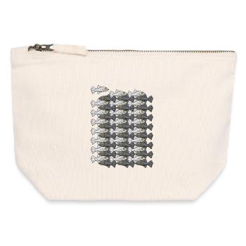 Escher Style Fish IV Black and White - Canvas Zip Pouch 12 x 13 cm - nature - Front