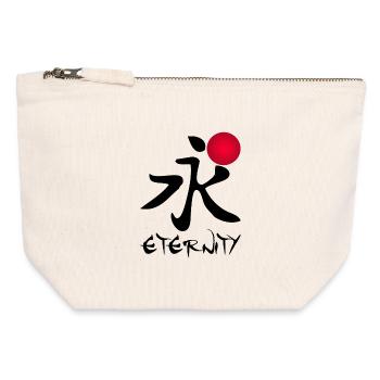 Le mot éternité en japonais (noir) - Pochette zippée en toile 12 x 13 cm - blanc naturel - Devant