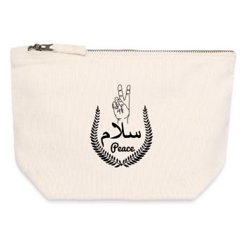 Arab peace and hand gesture in laurel wreath - Canvas Zip Pouch 12 x 13 cm - nature - Front
