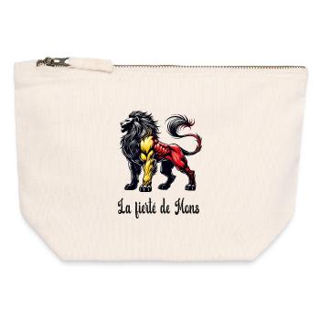 Mons lion flag design - Canvas Zip Pouch 12 x 13 cm - nature - Front