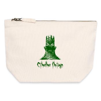 Statue de Cthulhu - Pochette zippée en toile 12 x 13 cm - blanc naturel - Devant