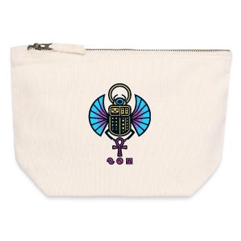 Geflügelter Neon-Skarabäus mit Ankh - Canvas Reißverschluss-Täschchen (12 x 13 cm) - Naturweiß - Vorne