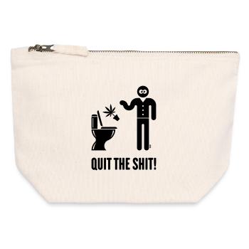 Quit The Shit! (Cannabis / Marihuana / Hanf / B) - Canvas Reißverschluss-Täschchen (12 x 13 cm) - Naturweiß - Vorne