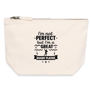 Pas parfait, mais un super joueur de rugby - Pochette zippée en toile 12 x 13 cm - blanc naturel - Devant