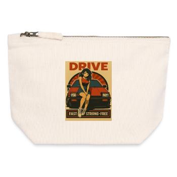 Retro Car Japan Girl - Canvas Zip Pouch 12 x 13 cm - nature - Front