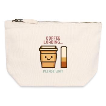 Coffee Loading Pixel Art - Morgenstart mit Charme - Canvas Reißverschluss-Täschchen (12 x 13 cm) - Naturweiß - Vorne