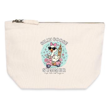 Funny Silly Goose Summer England London Travel - Canvas Zip Pouch 12 x 13 cm - nature - Front