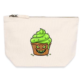 Cupcake Green effrayant - Pochette zippée en toile 12 x 13 cm - blanc naturel - Devant