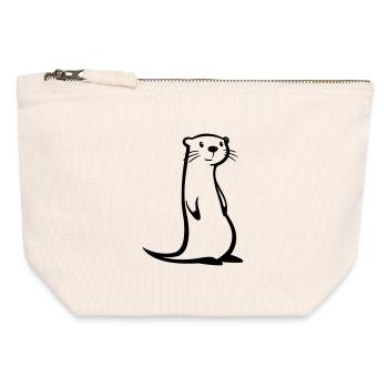 Otter - Canvas Reißverschluss-Täschchen (12 x 13 cm) - Naturweiß - Vorne