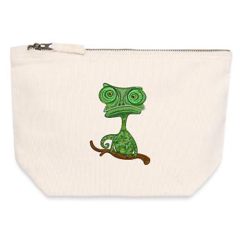 chamaeleon tier exotisch - Canvas Reißverschluss-Täschchen (12 x 13 cm) - Naturweiß - Vorne