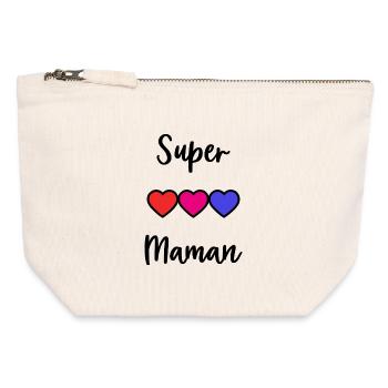 SUPER MAMA - Canvas Reißverschluss-Täschchen (12 x 13 cm) - Naturweiß - Vorne
