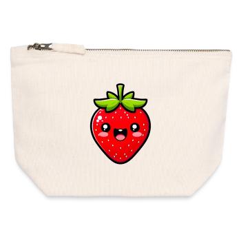 Fraise Fraises - Pochette zippée en toile 12 x 13 cm - blanc naturel - Devant