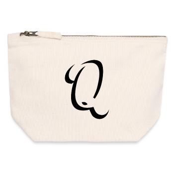 Letter Q, Name, der Buchstabe Q - Canvas Reißverschluss-Täschchen (12 x 13 cm) - Naturweiß - Vorne