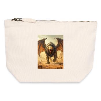 Sphinx égyptien, corps de lion - Pochette zippée en toile 12 x 13 cm - blanc naturel - Devant