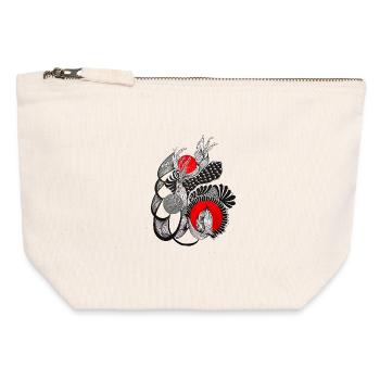 Monochrome flower circles with red - Canvas Zip Pouch 12 x 13 cm - nature - Front
