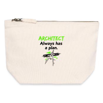 Architect with a plan - Canvas Zip Pouch 12 x 13 cm - nature - Front