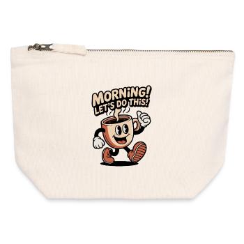 Motivation du café du matin - Pochette zippée en toile 12 x 13 cm - blanc naturel - Devant