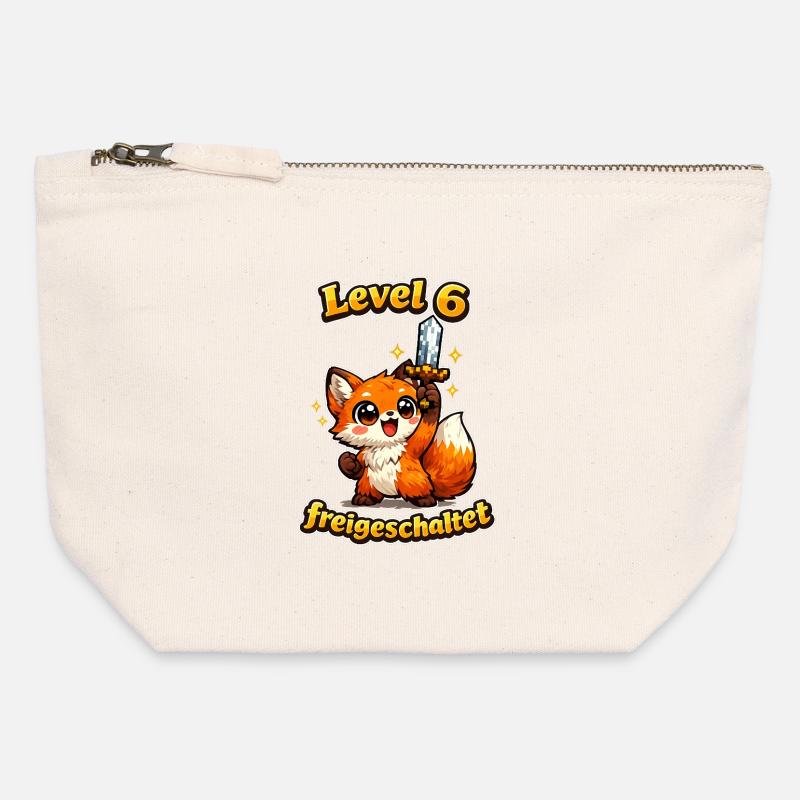 Fuchs_Level_6 - Pochette zippée en toile 12 x 13 cm - blanc naturel